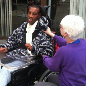 A participant receiving theraputic massage
